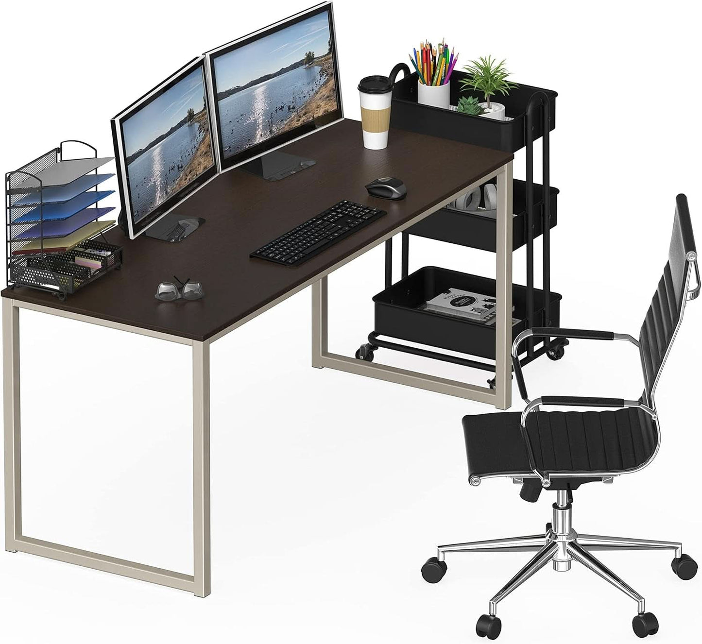 55-Inch Espresso Computer Desk For Office 24-Inch Depth