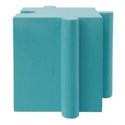 Puzzle Art Side Table Modular Convex Edge MGO Table Indoor and Outdoor Light Blue