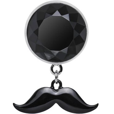 9/16 Black Dangling Mustache Steel Plug