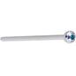 18G 3/4 Aurora CZ Steel Straight Fishtail Nose Ring 2.5mm