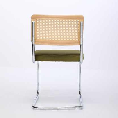 Mid Century Modern Dining Chairs Set of 2, Velvet Accent Chairs with Natural