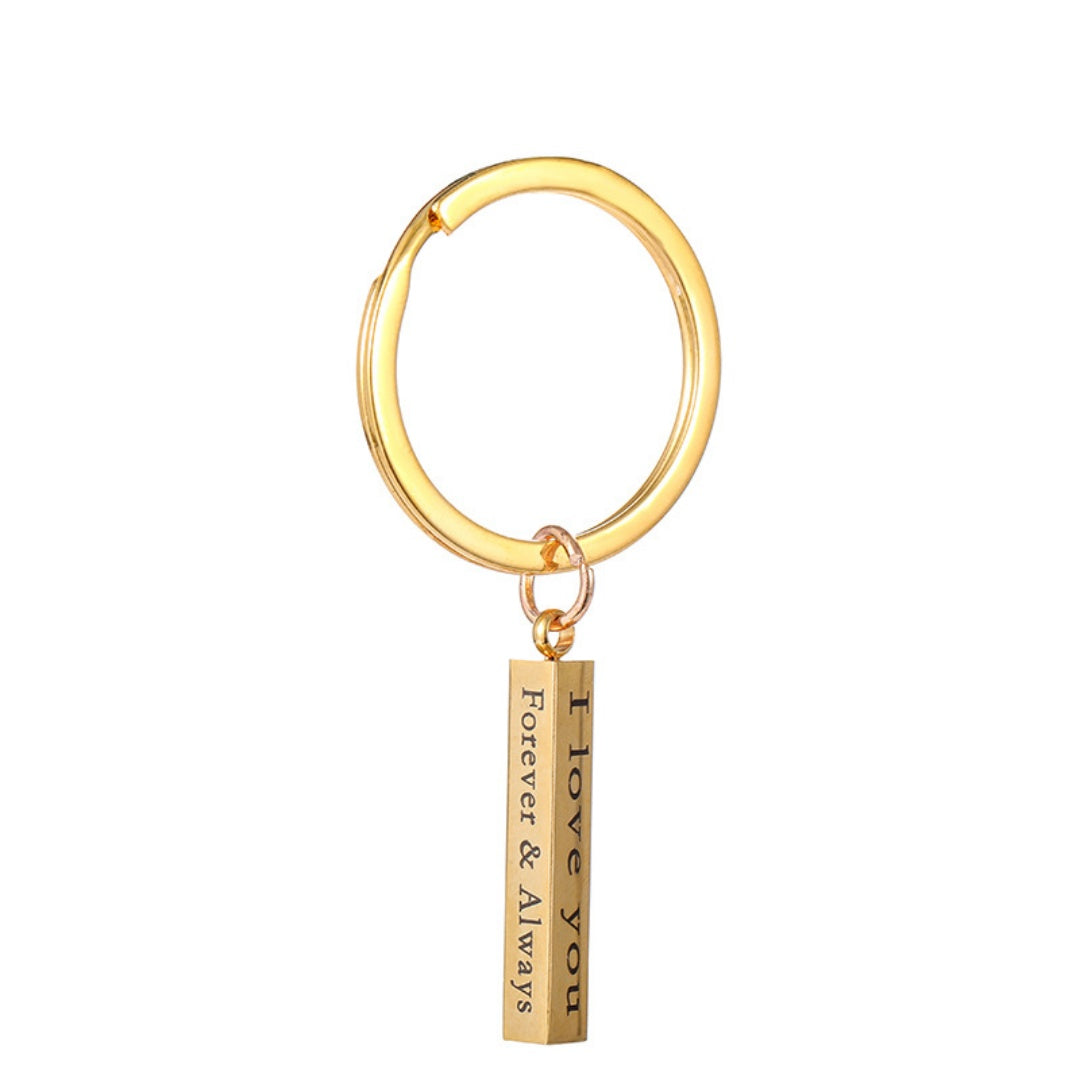 Creative Rectangular Double-sided Engraved Keychain Three-dimensional