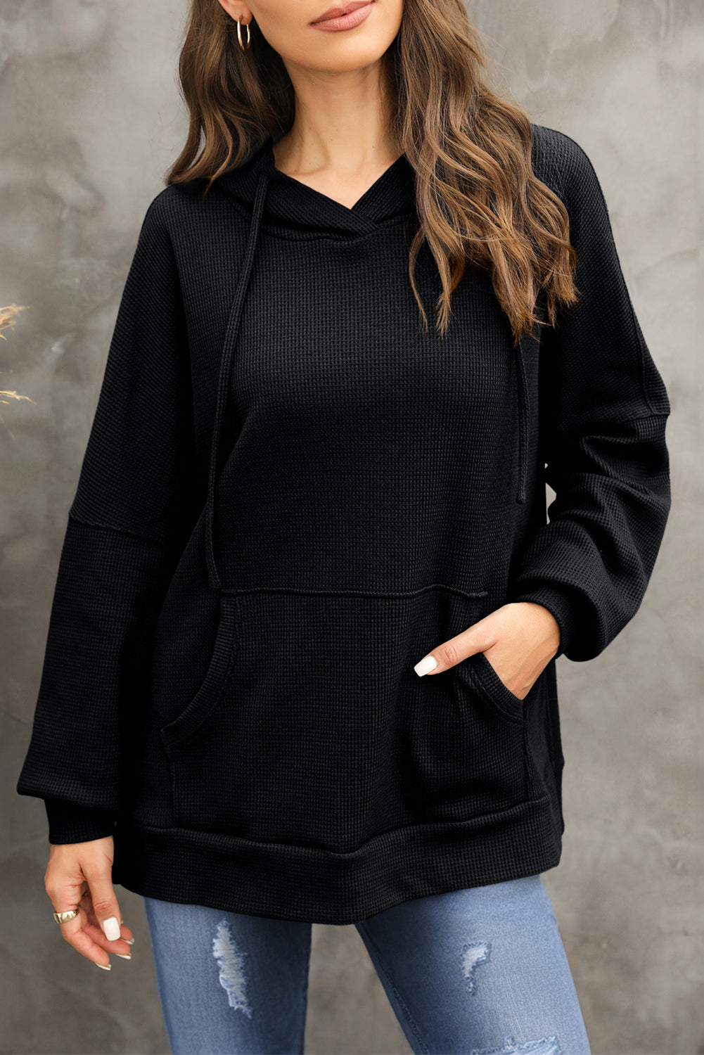 Cozy Waffle Knit Back-to-School Hoodie