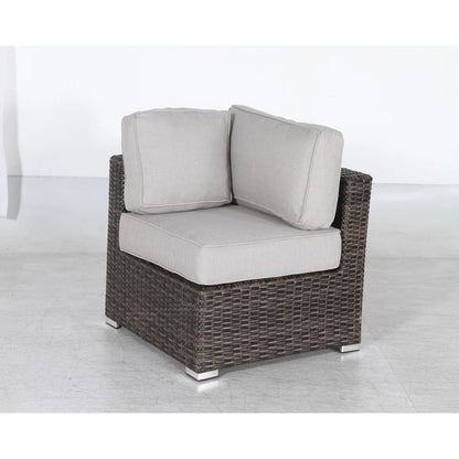 Outdoor Sofa Set HDPE Wicker Brown Gray 3 Piece Sofa Sectional Glass Table
