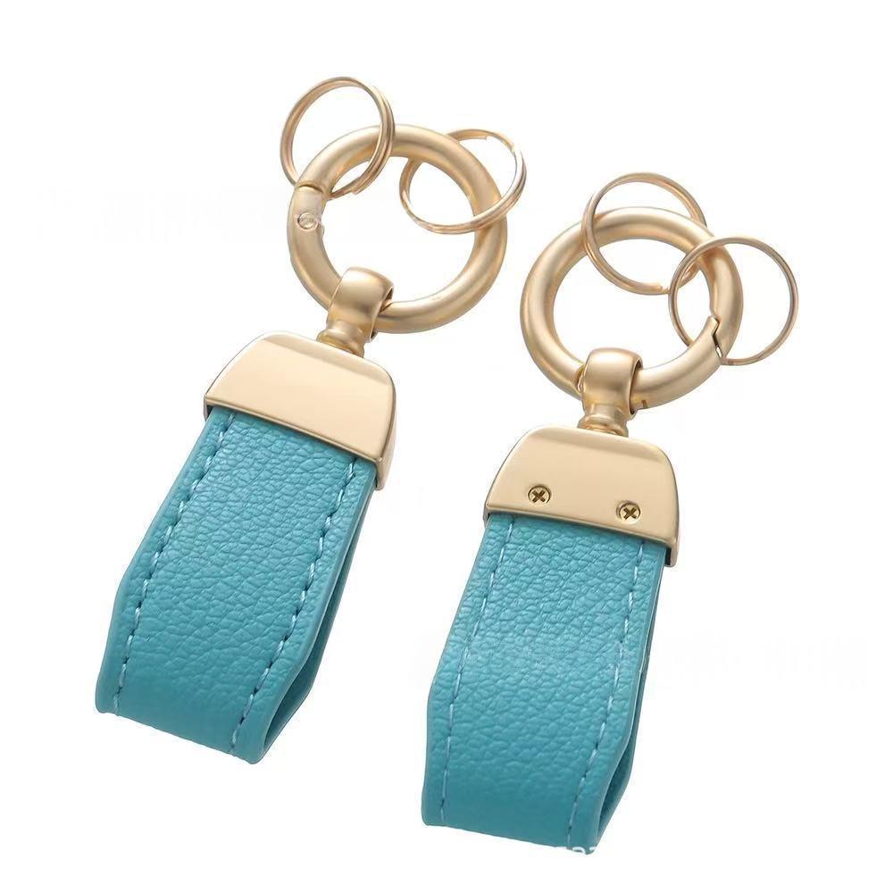 Solid-color Mini Goat-skin Leather Keychain