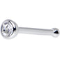 20G 1/4 Clear Bezel Set CZ 14K Solid White Gold Nose Bone 2mm
