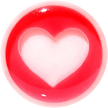 00G White Red Acrylic Adoring Heart Saddle Plug
