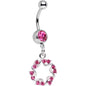 Pink Gem Twinkling Six Pointed Star Dangle Belly Ring