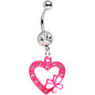 Clear Gem White Butterfly Loving Heart Dangle Belly Ring