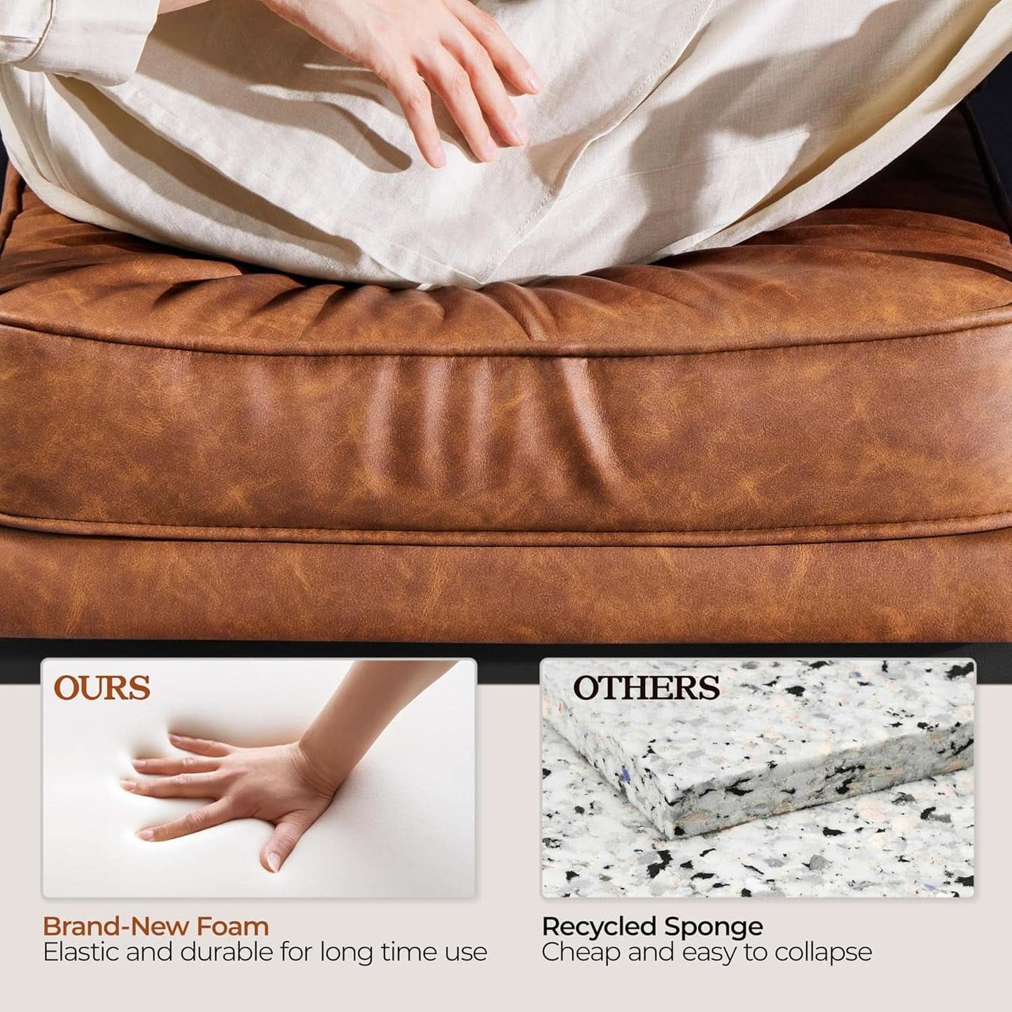 Luxurious PU Leather Armchair Set Ultrasoft Chestnut
