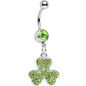 Light Green Gem Almost Lucky Three Leaf Clover Dangle Belly Ring