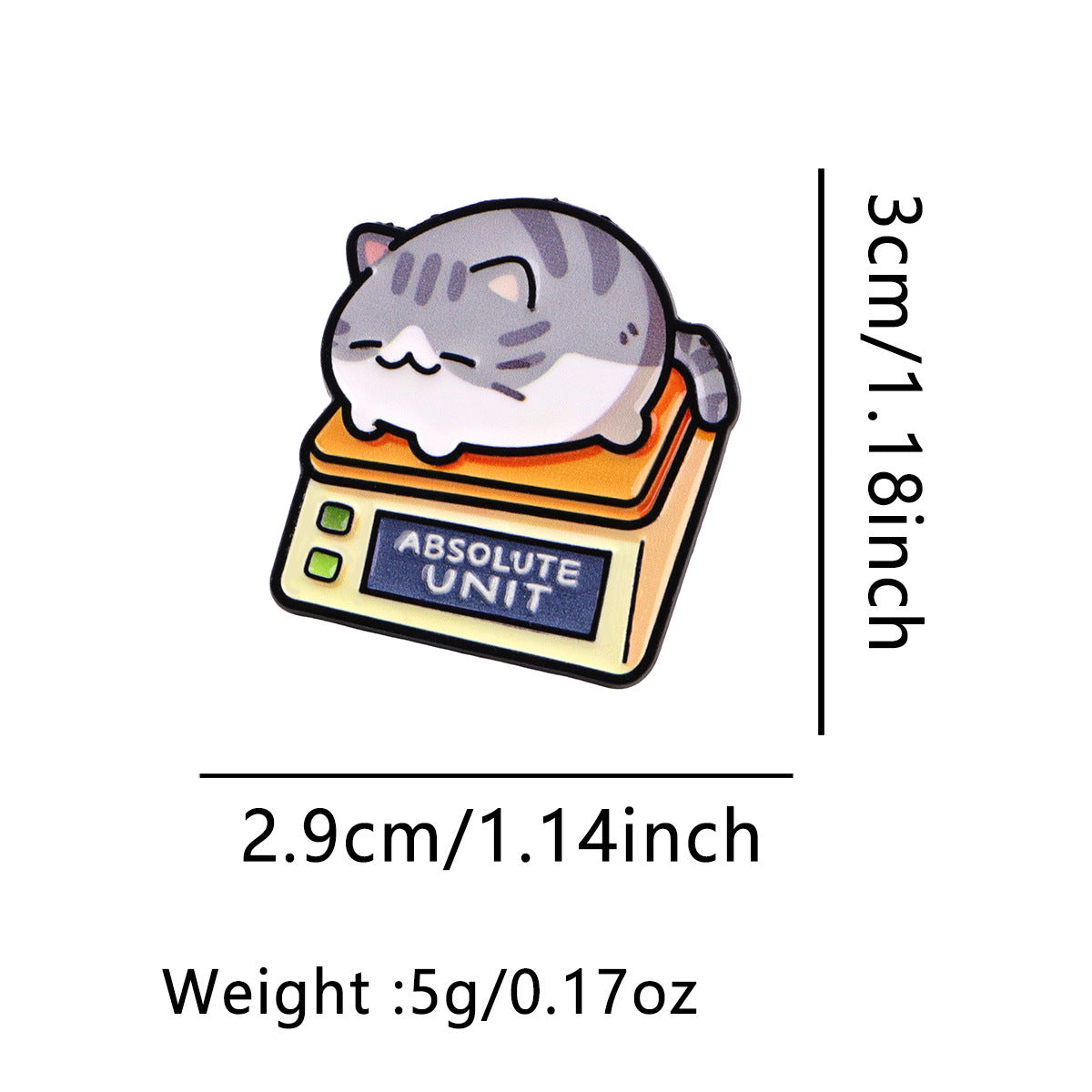 Cute Cartoon Weighing Cat Metal Brooch Minimalist Design