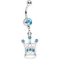 Aqua Gem She Who Wears the Crown Dangle Belly Ring