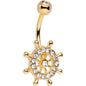 Clear Cubic Zirconia 14K Gold Plated Skippers Wheel Belly Ring