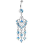 Aqua Gem Always Ardent in Love Heart Chandelier Belly Ring