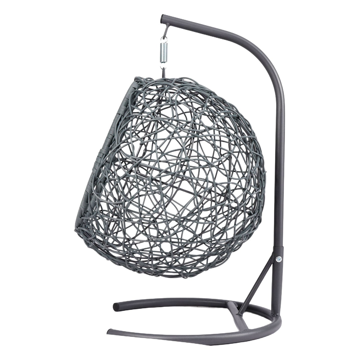 Cat Swing Bed with Stand and Cushion, Rattan Wicker Egg Chair Style, Gray