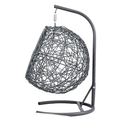 Cat Swing Bed with Stand and Cushion, Rattan Wicker Egg Chair Style, Gray