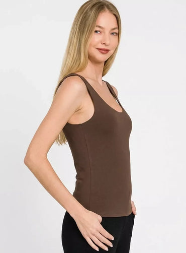 Zenana Double Layered Double Scoop Tank Top