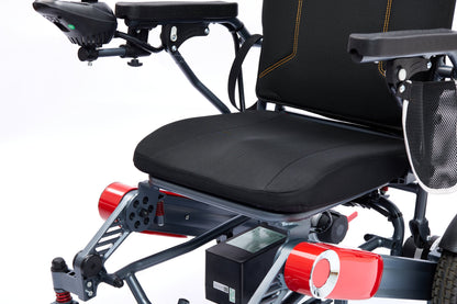 Wheelchair Electric Foldable Aluminum 40 Mile Dual Battery Black Red 42 In