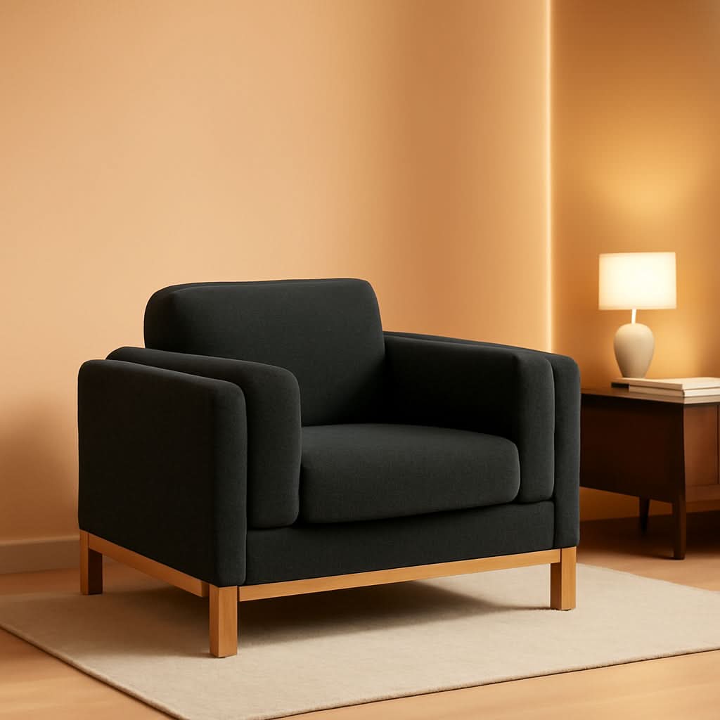 Oversized Accent Chair Dark Grey Upholstered Armchair
