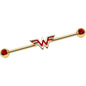 Red Gem Gold Plated Licensed Wonder Woman Logo Industrial Barbell