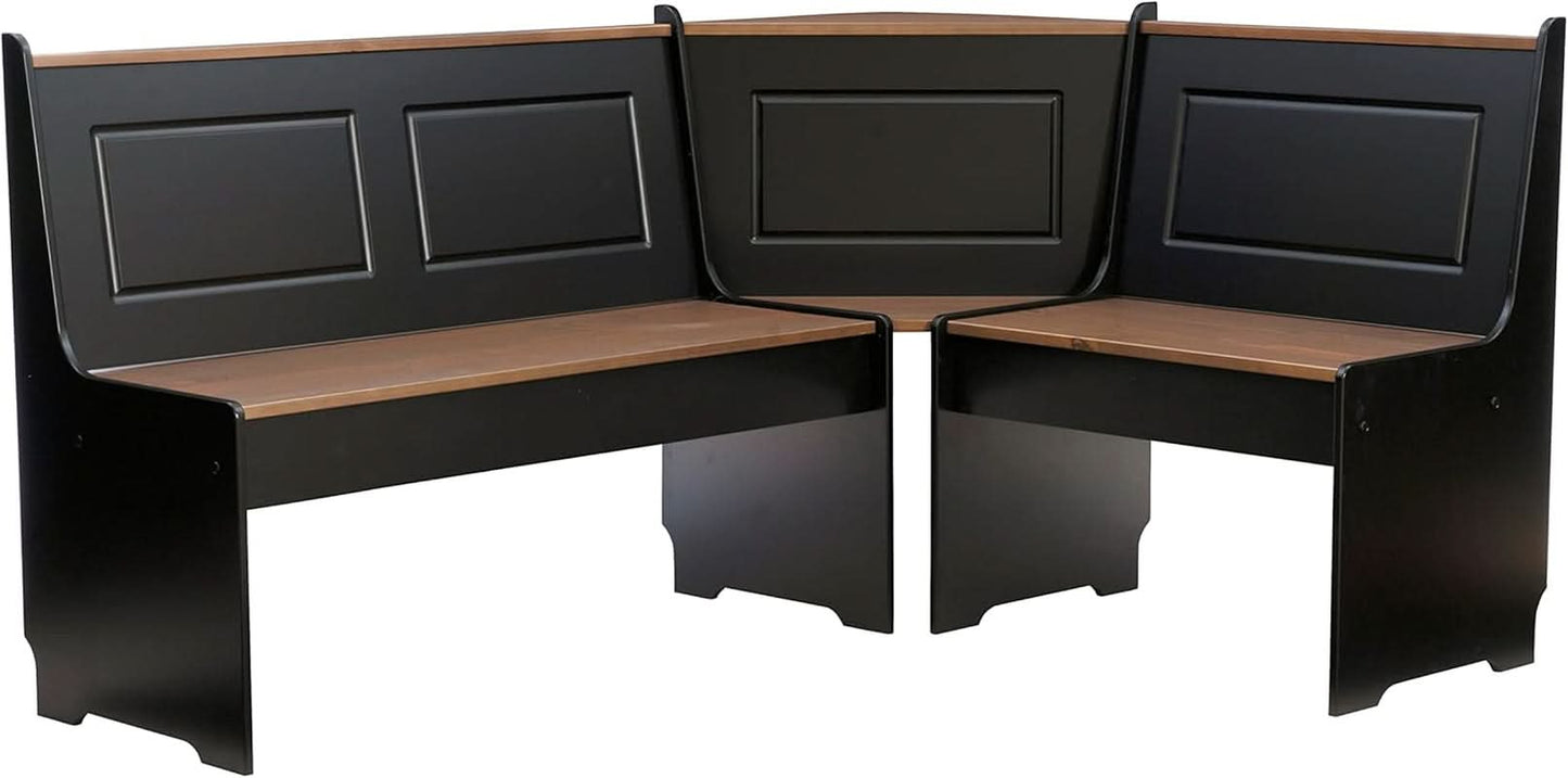 Black Pecan Five Seat Dining Set With Storage Benches