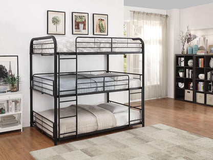 Cairo Metal Frame Full Triple Bunk Bed Sandy Black