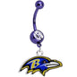 Officially Licensed NFL Clear Gem Baltimore Ravens Dangle Belly Ring