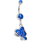 Blue Imitation Opal Butterfly Dangle Belly Ring