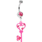 Pink Gem Pink Heart Key to Unlock Love Dangle Belly Ring
