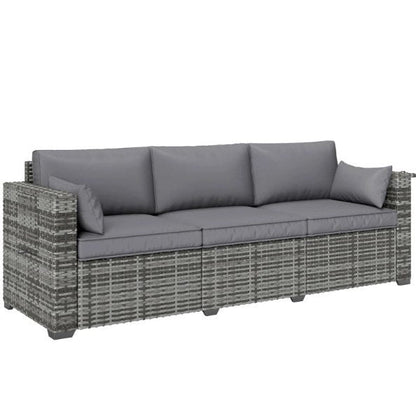 Outdoor Sofa PE Rattan 3-Seat 79" Gray