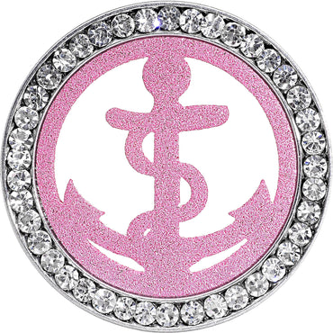 7/8 Stainless Steel Clear Gem Pink Anchor Tunnel Plug