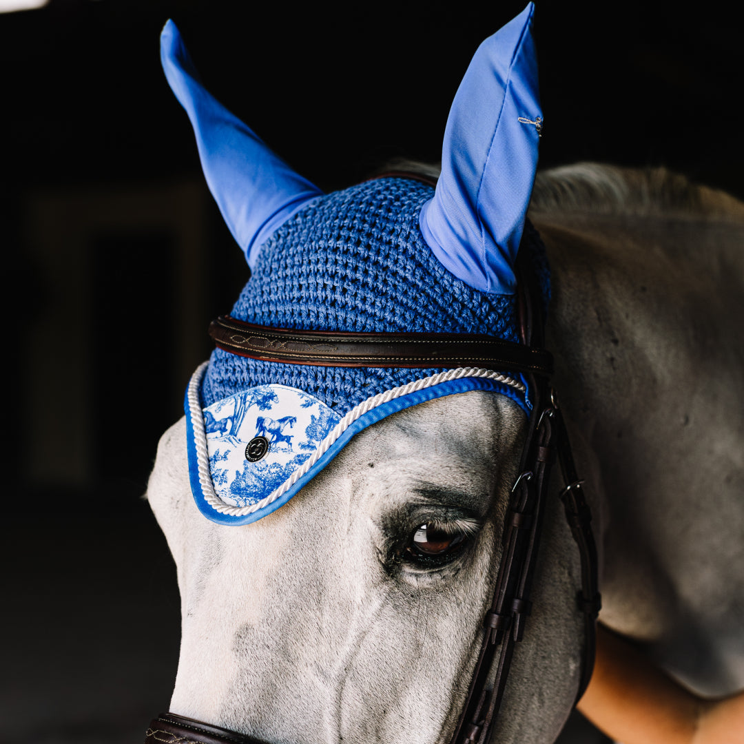 Dapplebay Equestrian Toile Fly Veil-Blue/White