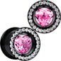 13mm Pink Heart Insert Anodized Titanium Internally Threaded Plug Set