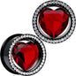 7/8 Red Heart Insert Anodized Titanium Internally Threaded Plug Set
