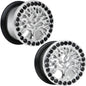 9/16 Black Gem Stainless Steel Single Flare Tree of Life Plug Set