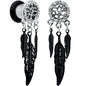 0G Clear Gem Steel Single Flare Tree of Life Dangle Plug Set