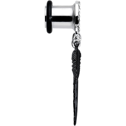 0G Clear Gem Steel Single Flare Tree of Life Dangle Plug Set