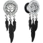 00G Clear Gem Steel Single Flare Tree of Life Dangle Plug Set