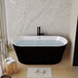 59in Glossy Black Acrylic Freestanding Soaking Tub with Chrome Drain, cUPC