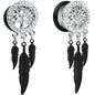 9/16 Clear Gem Steel Single Flare Tree of Life Dangle Plug Set