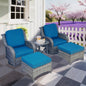 Outdoor Patio Set Wicker Aluminum Blue Gray 5 Piece Swivel Seats 4