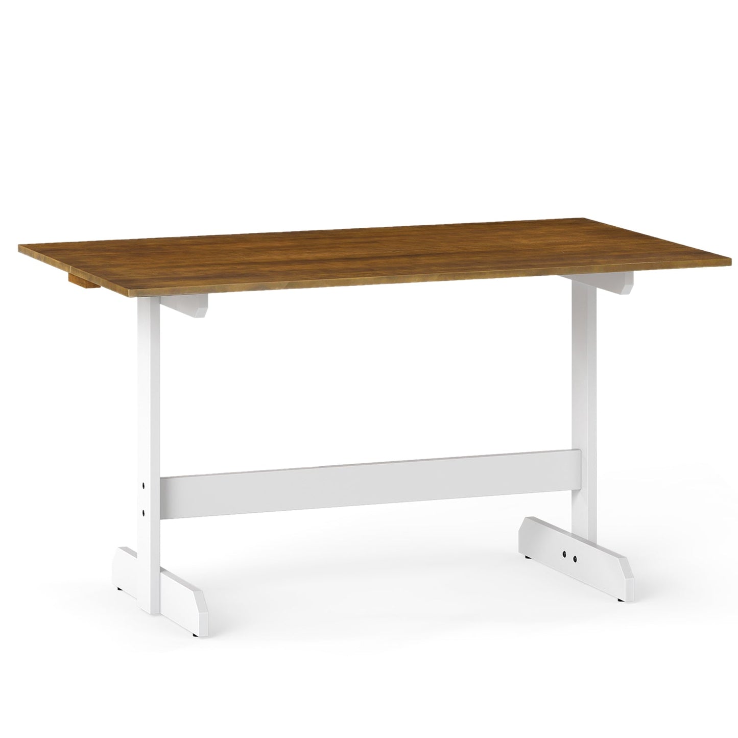 55 Inch Dining Table for 4-6 People Rectangular Kitchen Table with Solid Wood Trestle Base-Walnut