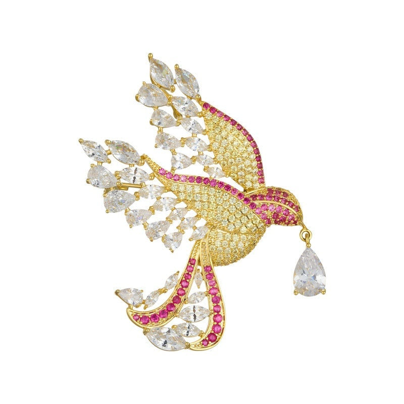 Fashionable Lightly Luxurious Micro-paved Zircon Bird Brooch