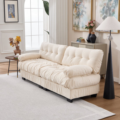 Sectional Sofa Cloud Modular Flannelette Beige 2 Seat 88 In 4 Pillows
