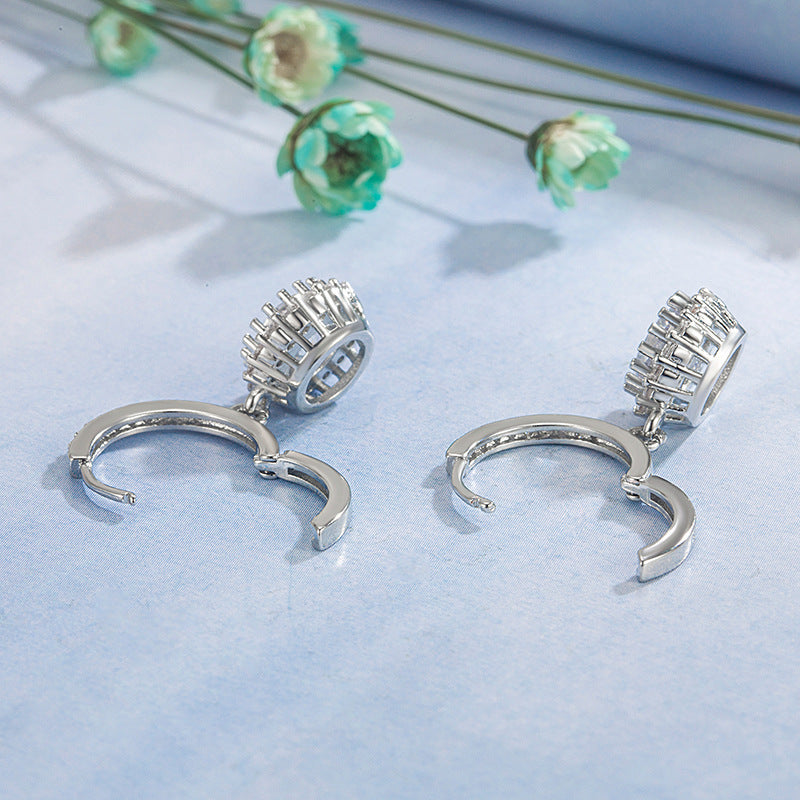 Womens Luxurious Round Zircon Earrings
