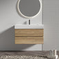 36'  Rough Oak+Rough Oak Bathroom Vanity with White Engineered Quartz Sink an...
