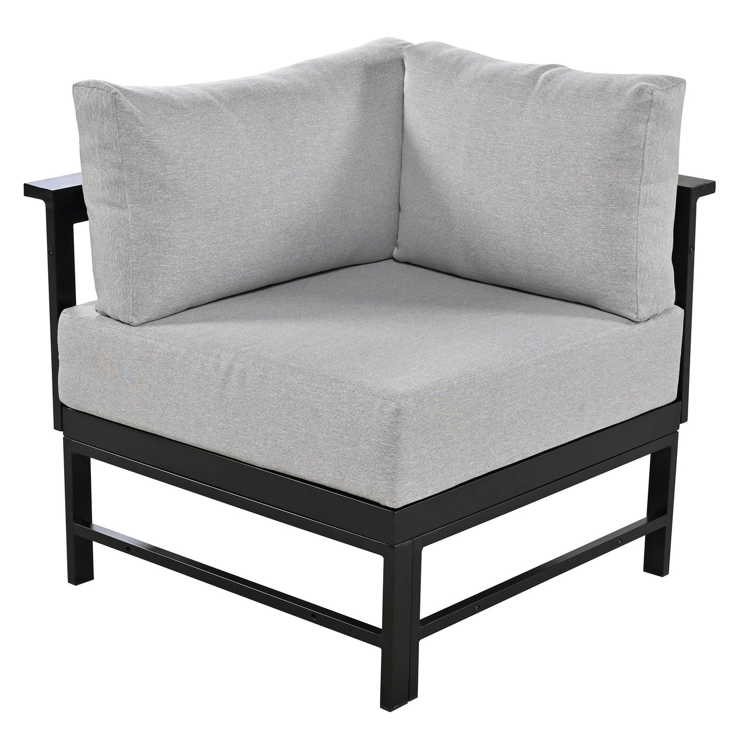 Outdoor Sectional Set Iron Gray U-Shape Seats 5 to 6 5.9 In Cushion