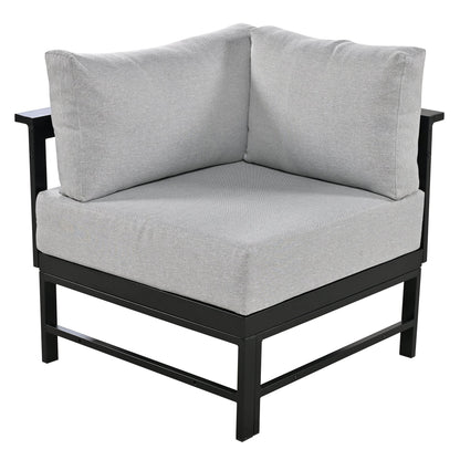 Outdoor Sectional Set Iron Gray U-Shape Seats 5 to 6 5.9 In Cushion