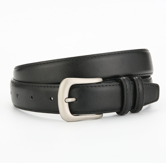Vintage pants belt-smooth buckle-black-1 piece